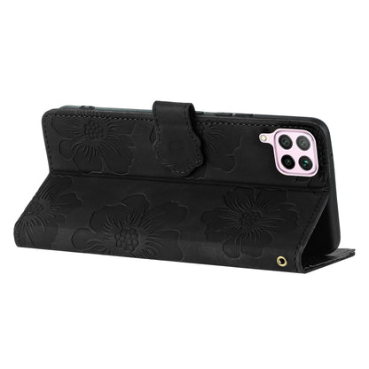 For Huawei P40 lite 4G Flowers Imprinted PU Leather Stand Case Wallet Anti-drop Phone Cover