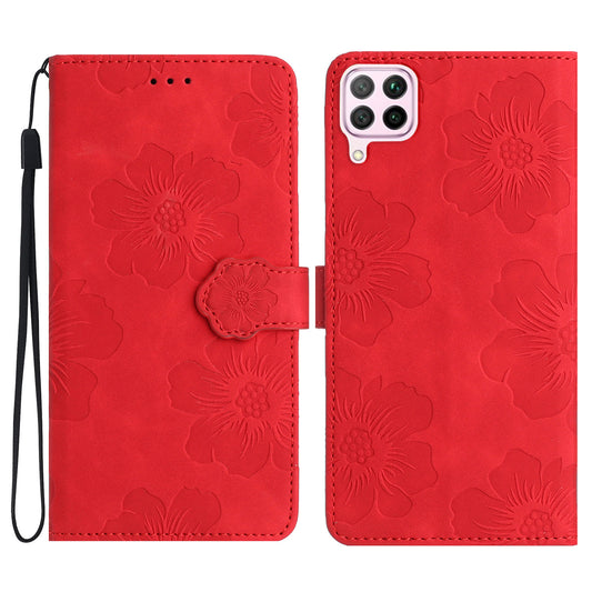 For Huawei P40 lite 4G Flowers Imprinted PU Leather Stand Case Wallet Anti-drop Phone Cover