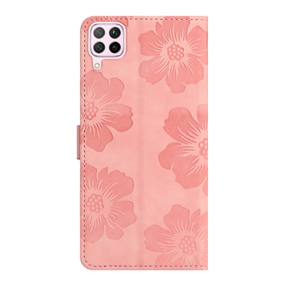 For Huawei P40 lite 4G Flowers Imprinted PU Leather Stand Case Wallet Anti-drop Phone Cover