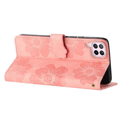 For Huawei P40 lite 4G Flowers Imprinted PU Leather Stand Case Wallet Anti-drop Phone Cover