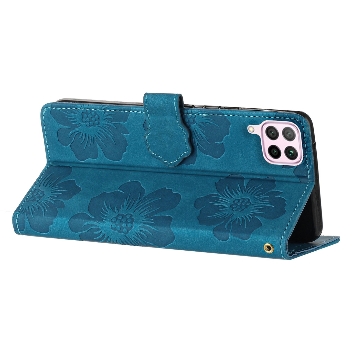 For Huawei P40 lite 4G Flowers Imprinted PU Leather Stand Case Wallet Anti-drop Phone Cover