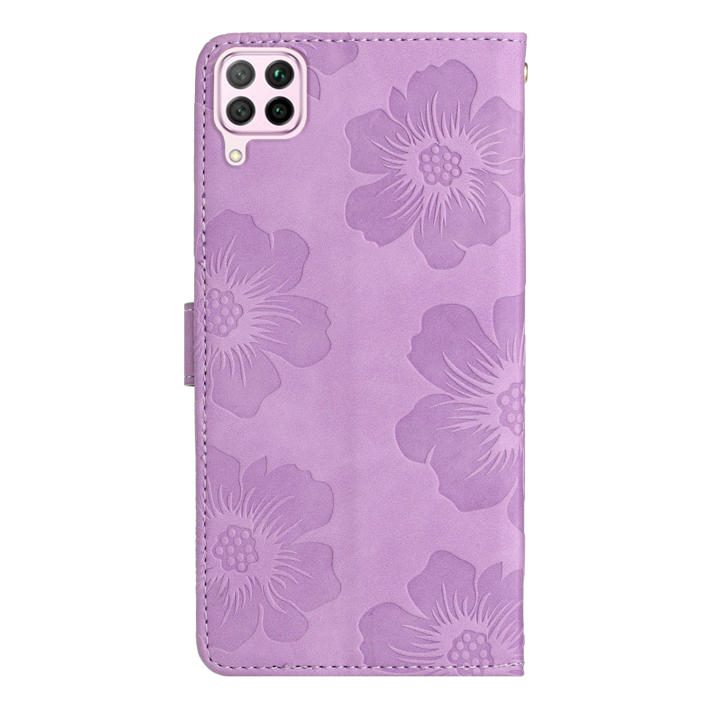 For Huawei P40 lite 4G Flowers Imprinted PU Leather Stand Case Wallet Anti-drop Phone Cover