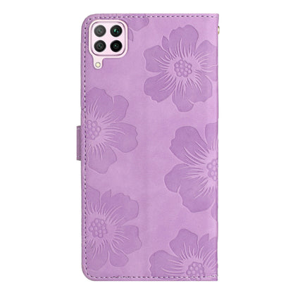 For Huawei P40 lite 4G Flowers Imprinted PU Leather Stand Case Wallet Anti-drop Phone Cover