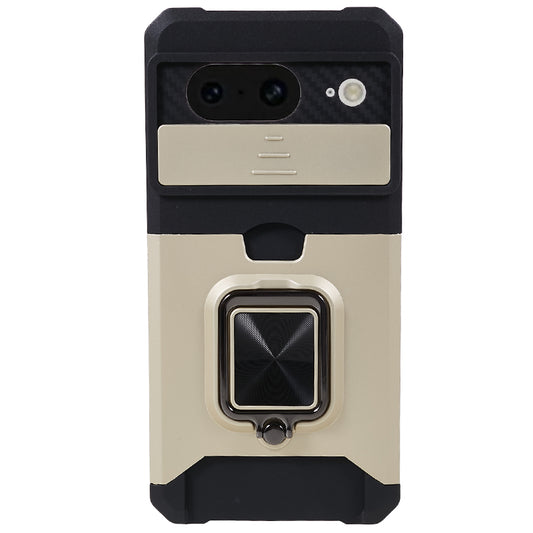 For Google Pixel 8 Card Holder Kickstand Phone Case Slide Lens Protection PC+TPU Phone Cover