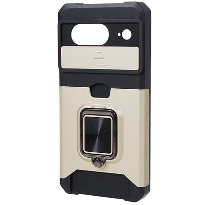 For Google Pixel 8 Card Holder Kickstand Phone Case Slide Lens Protection PC+TPU Phone Cover
