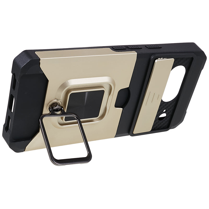 For Google Pixel 8 Card Holder Kickstand Phone Case Slide Lens Protection PC+TPU Phone Cover