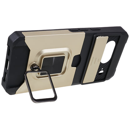 For Google Pixel 8 Card Holder Kickstand Phone Case Slide Lens Protection PC+TPU Phone Cover