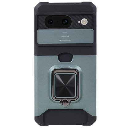 For Google Pixel 8 Card Holder Kickstand Phone Case Slide Lens Protection PC+TPU Phone Cover