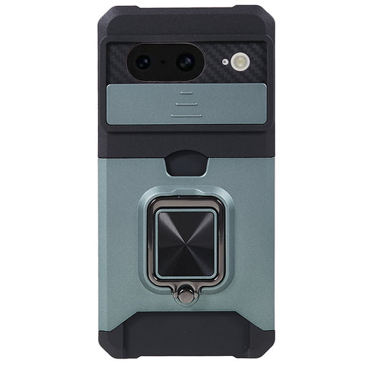 For Google Pixel 8 Card Holder Kickstand Phone Case Slide Lens Protection PC+TPU Phone Cover