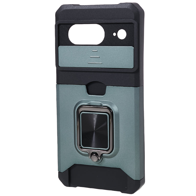 For Google Pixel 8 Card Holder Kickstand Phone Case Slide Lens Protection PC+TPU Phone Cover