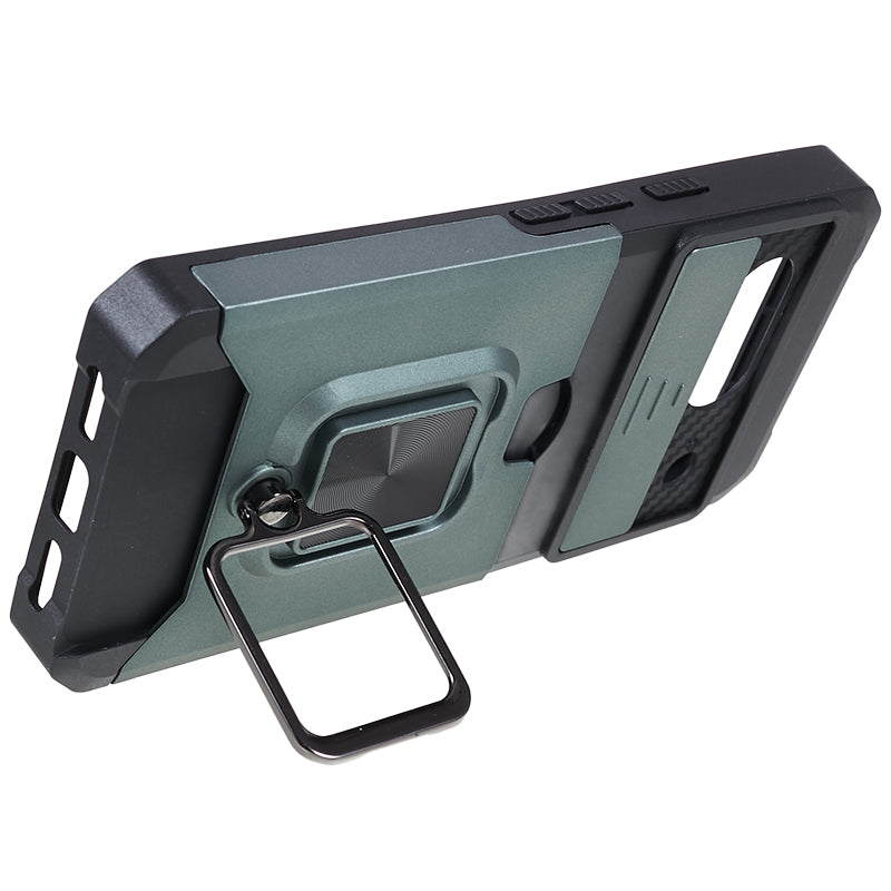 For Google Pixel 8 Card Holder Kickstand Phone Case Slide Lens Protection PC+TPU Phone Cover