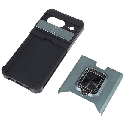 For Google Pixel 8 Card Holder Kickstand Phone Case Slide Lens Protection PC+TPU Phone Cover