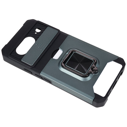 For Google Pixel 8 Card Holder Kickstand Phone Case Slide Lens Protection PC+TPU Phone Cover