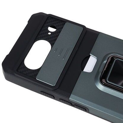For Google Pixel 8 Card Holder Kickstand Phone Case Slide Lens Protection PC+TPU Phone Cover