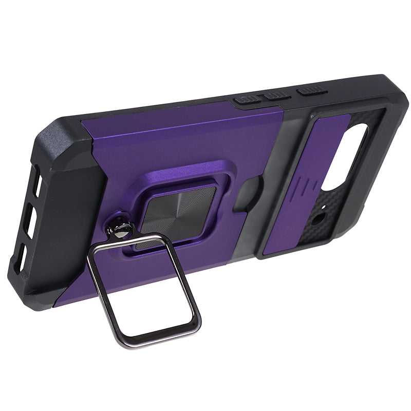 For Google Pixel 8 Card Holder Kickstand Phone Case Slide Lens Protection PC+TPU Phone Cover