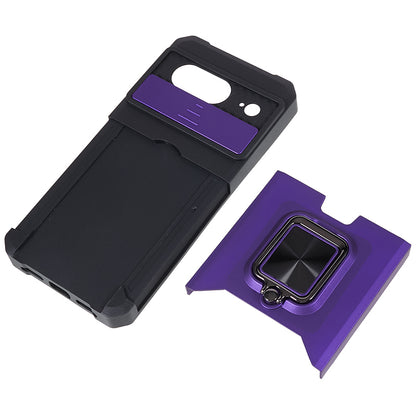 For Google Pixel 8 Card Holder Kickstand Phone Case Slide Lens Protection PC+TPU Phone Cover
