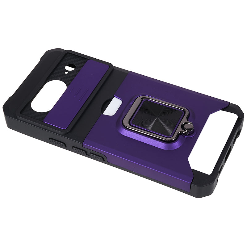 For Google Pixel 8 Card Holder Kickstand Phone Case Slide Lens Protection PC+TPU Phone Cover