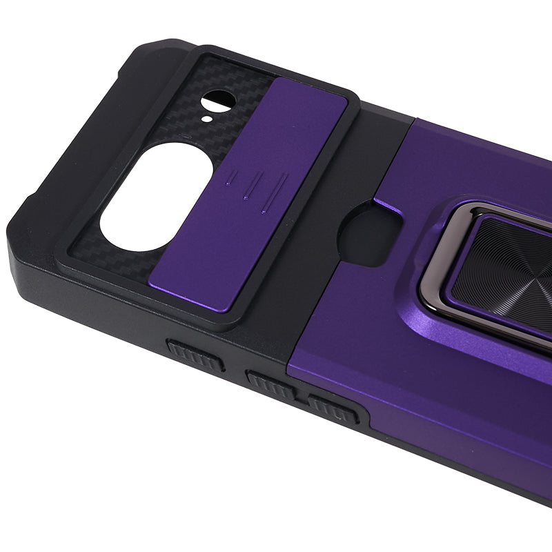For Google Pixel 8 Card Holder Kickstand Phone Case Slide Lens Protection PC+TPU Phone Cover