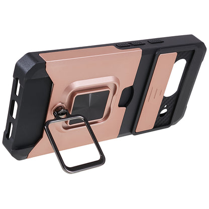 For Google Pixel 8 Card Holder Kickstand Phone Case Slide Lens Protection PC+TPU Phone Cover