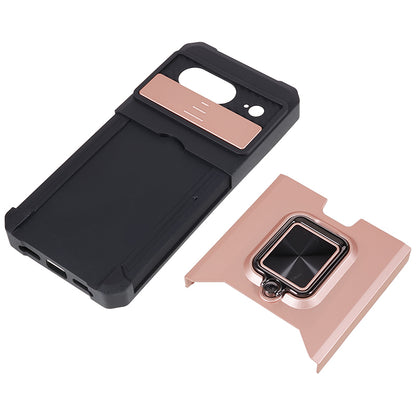 For Google Pixel 8 Card Holder Kickstand Phone Case Slide Lens Protection PC+TPU Phone Cover
