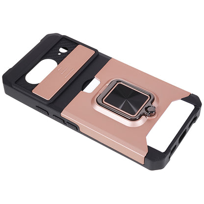 For Google Pixel 8 Card Holder Kickstand Phone Case Slide Lens Protection PC+TPU Phone Cover