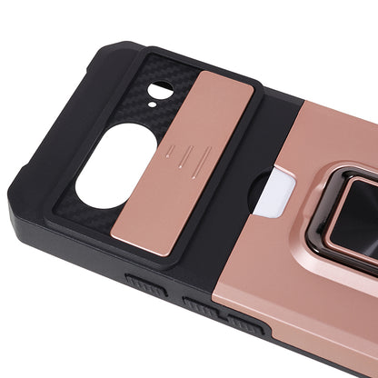 For Google Pixel 8 Card Holder Kickstand Phone Case Slide Lens Protection PC+TPU Phone Cover
