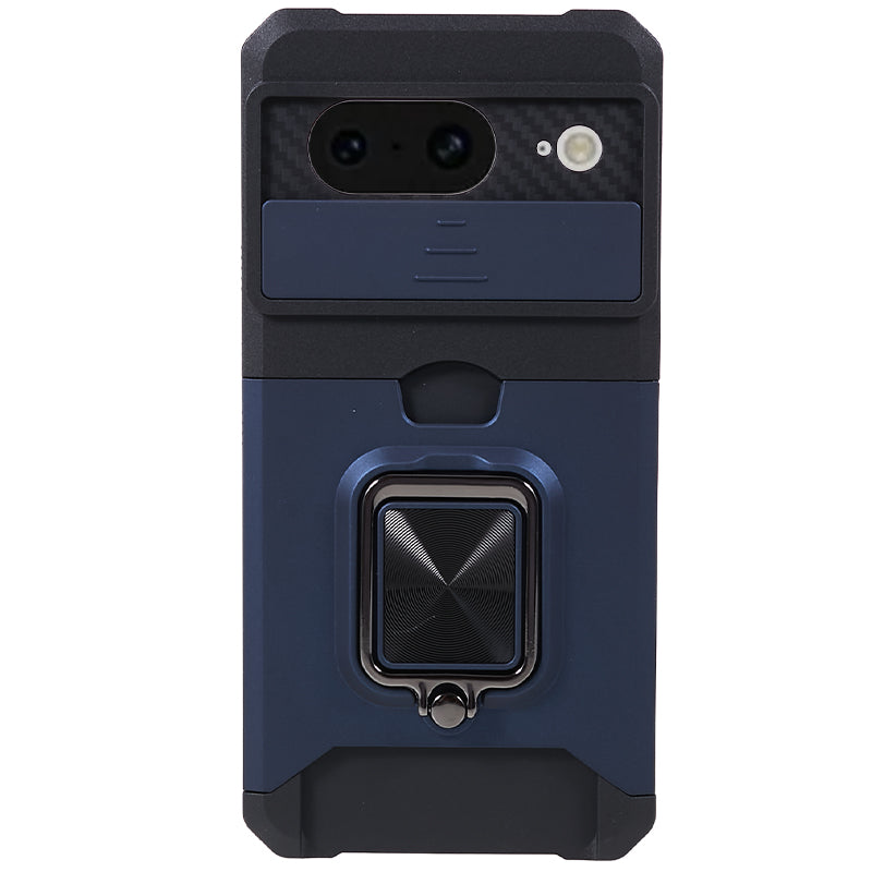 For Google Pixel 8 Card Holder Kickstand Phone Case Slide Lens Protection PC+TPU Phone Cover