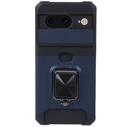 For Google Pixel 8 Card Holder Kickstand Phone Case Slide Lens Protection PC+TPU Phone Cover