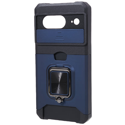 For Google Pixel 8 Card Holder Kickstand Phone Case Slide Lens Protection PC+TPU Phone Cover