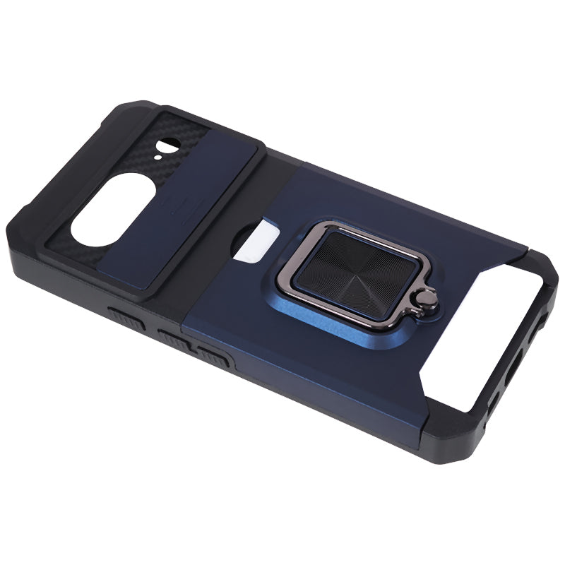 For Google Pixel 8 Card Holder Kickstand Phone Case Slide Lens Protection PC+TPU Phone Cover