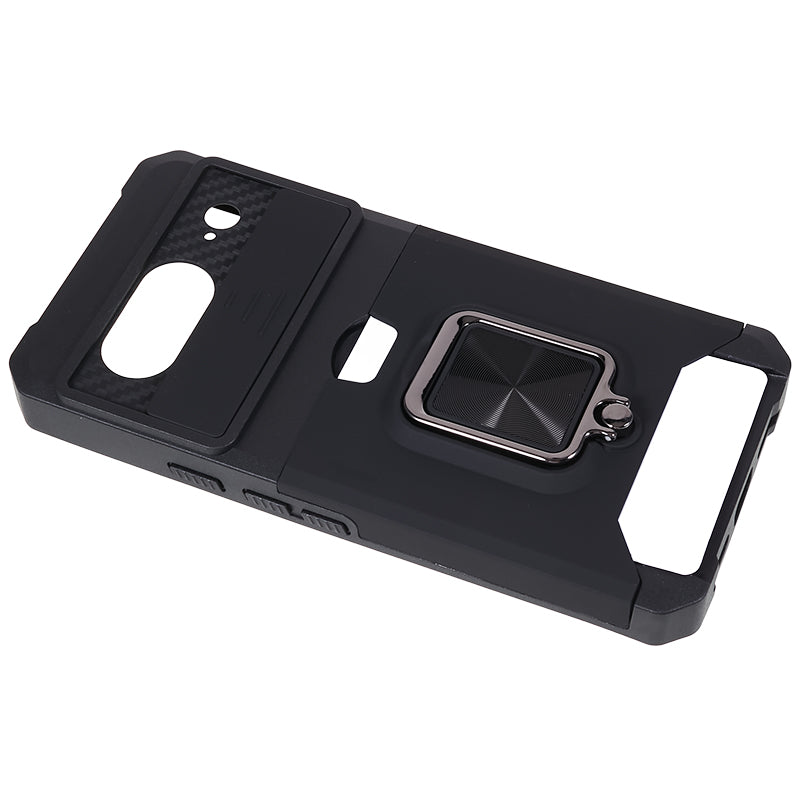For Google Pixel 8 Card Holder Kickstand Phone Case Slide Lens Protection PC+TPU Phone Cover