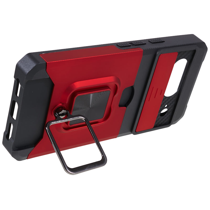 For Google Pixel 8 Card Holder Kickstand Phone Case Slide Lens Protection PC+TPU Phone Cover