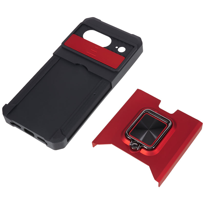 For Google Pixel 8 Card Holder Kickstand Phone Case Slide Lens Protection PC+TPU Phone Cover