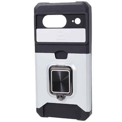 For Google Pixel 8 Card Holder Kickstand Phone Case Slide Lens Protection PC+TPU Phone Cover
