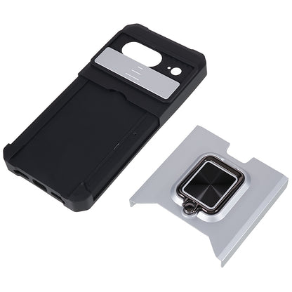 For Google Pixel 8 Card Holder Kickstand Phone Case Slide Lens Protection PC+TPU Phone Cover