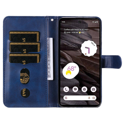 For Google Pixel 7a Calf Texture Leather Phone Case Zipper Pocket Wallet Flip Stand Cover