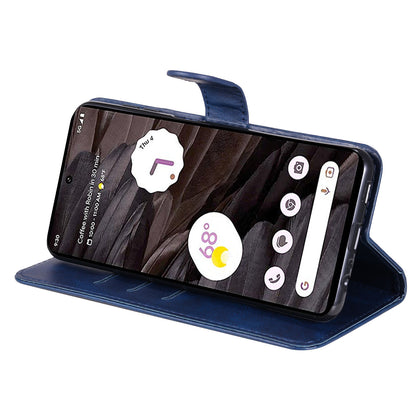 For Google Pixel 7a Calf Texture Leather Phone Case Zipper Pocket Wallet Flip Stand Cover