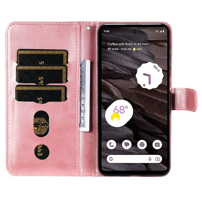 For Google Pixel 7a Calf Texture Leather Phone Case Zipper Pocket Wallet Flip Stand Cover