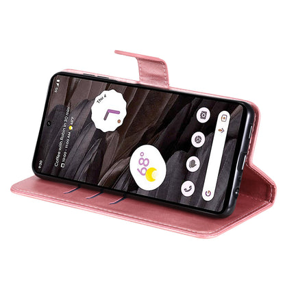 For Google Pixel 7a Calf Texture Leather Phone Case Zipper Pocket Wallet Flip Stand Cover