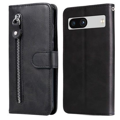 For Google Pixel 7a Calf Texture Leather Phone Case Zipper Pocket Wallet Flip Stand Cover