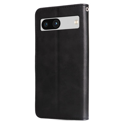 For Google Pixel 7a Calf Texture Leather Phone Case Zipper Pocket Wallet Flip Stand Cover