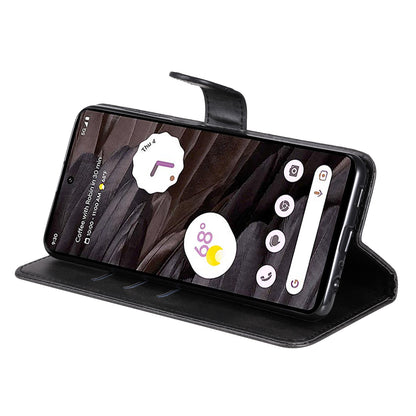 For Google Pixel 7a Calf Texture Leather Phone Case Zipper Pocket Wallet Flip Stand Cover