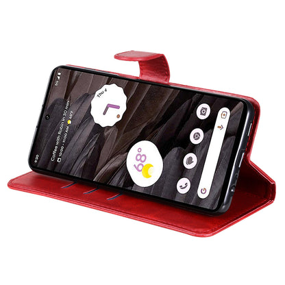 For Google Pixel 7a Calf Texture Leather Phone Case Zipper Pocket Wallet Flip Stand Cover