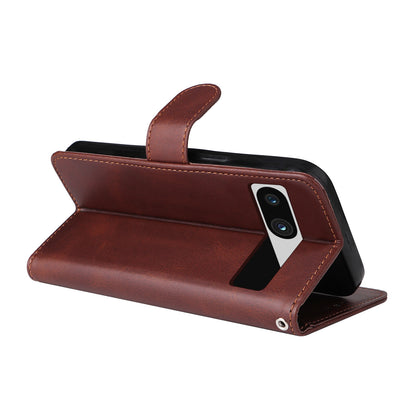 For Google Pixel 7a Cell Phone Cover Calf Texture PU Leather Wallet Stand Case with Strap