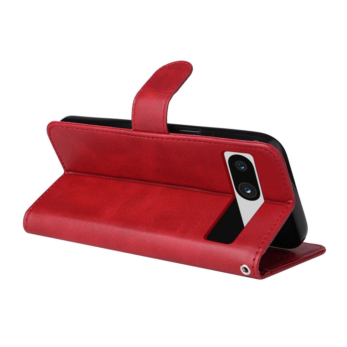 For Google Pixel 7a Cell Phone Cover Calf Texture PU Leather Wallet Stand Case with Strap