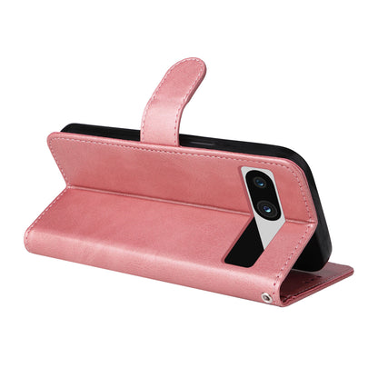 For Google Pixel 7a Cell Phone Cover Calf Texture PU Leather Wallet Stand Case with Strap