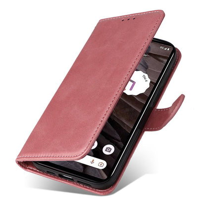 For Google Pixel 7a Cell Phone Cover Calf Texture PU Leather Wallet Stand Case with Strap