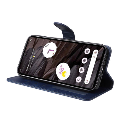For Google Pixel 7a Cell Phone Cover Calf Texture PU Leather Wallet Stand Case with Strap