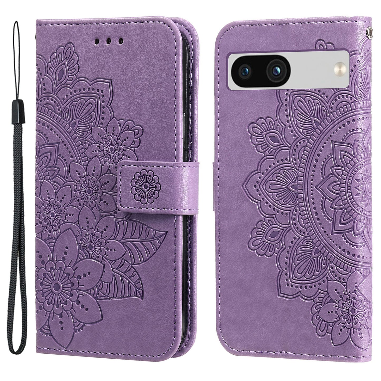 For Google Pixel 7a Anti-Scratch PU Leather Cover Case Flower Imprinting Phone Stand Wallet Phone Shell