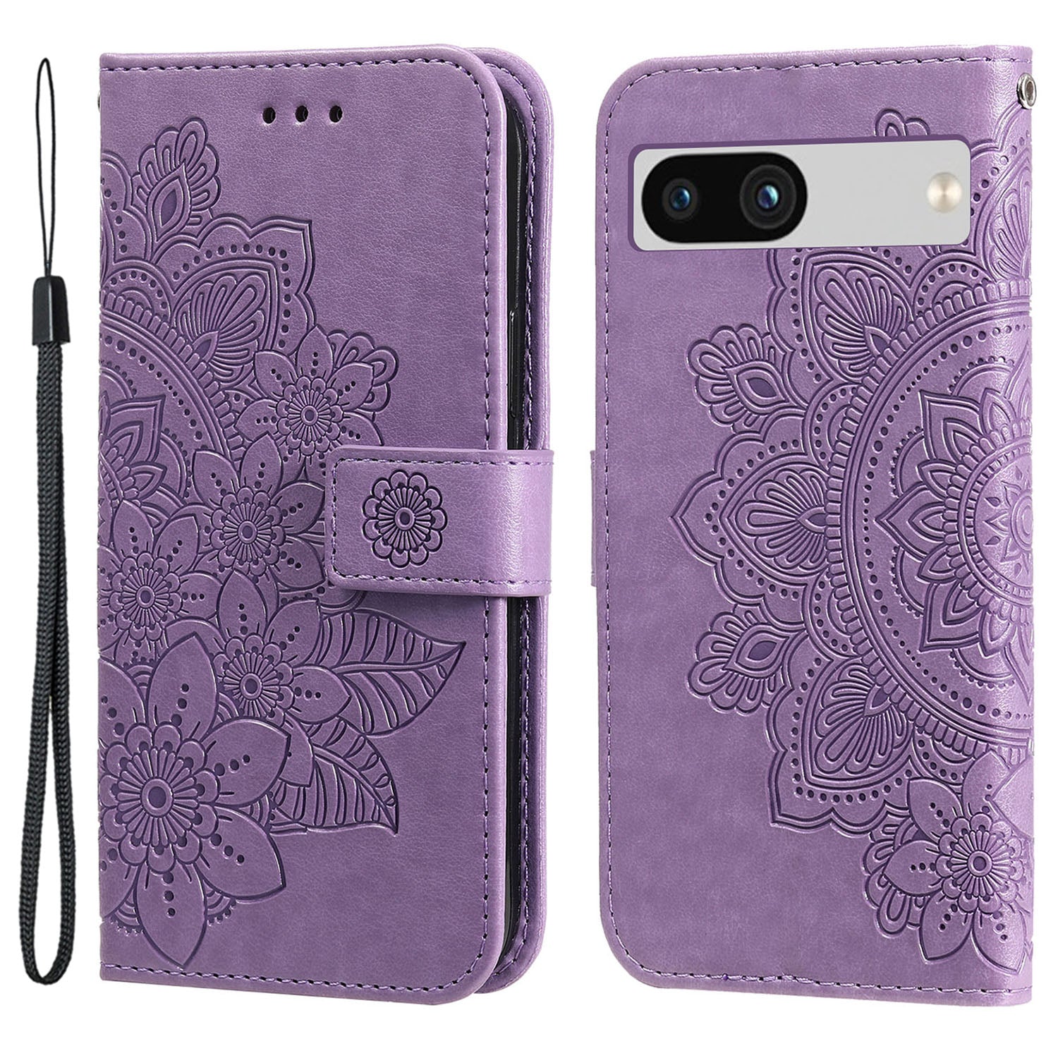 For Google Pixel 7a Anti-Scratch PU Leather Cover Case Flower Imprinting Phone Stand Wallet Phone Shell